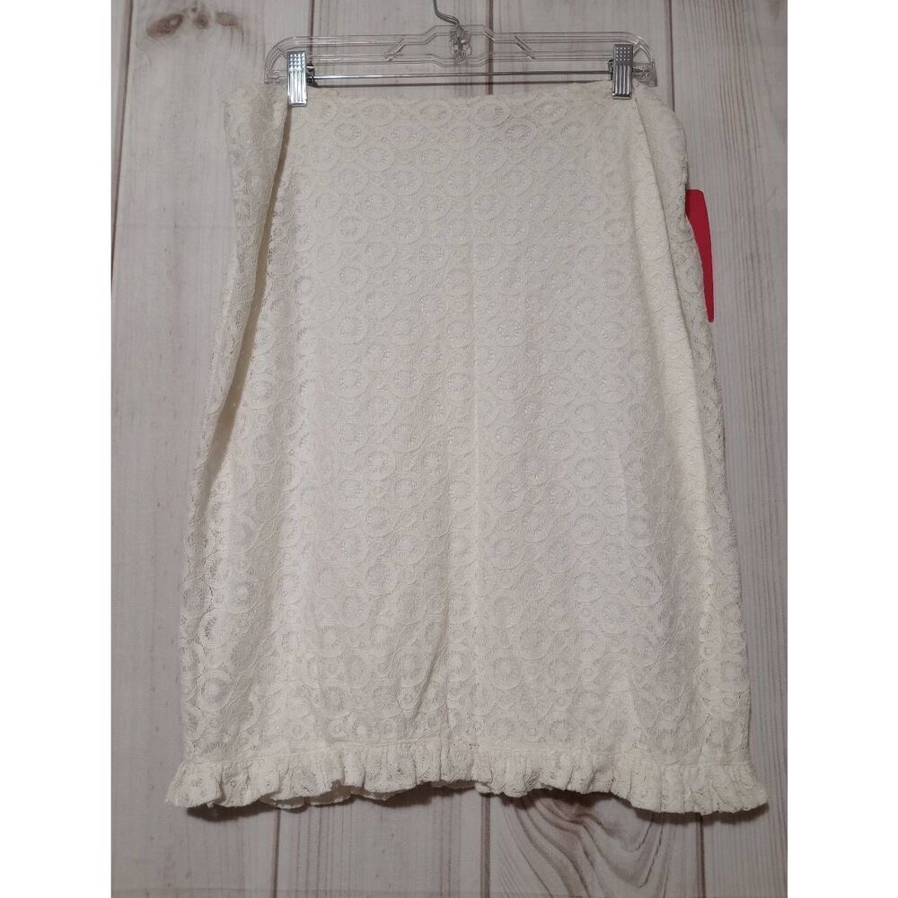 Sunny Leigh Ladies 14 Ivory Lace Skirt with Ruffle Hem, Above Knee, Lined